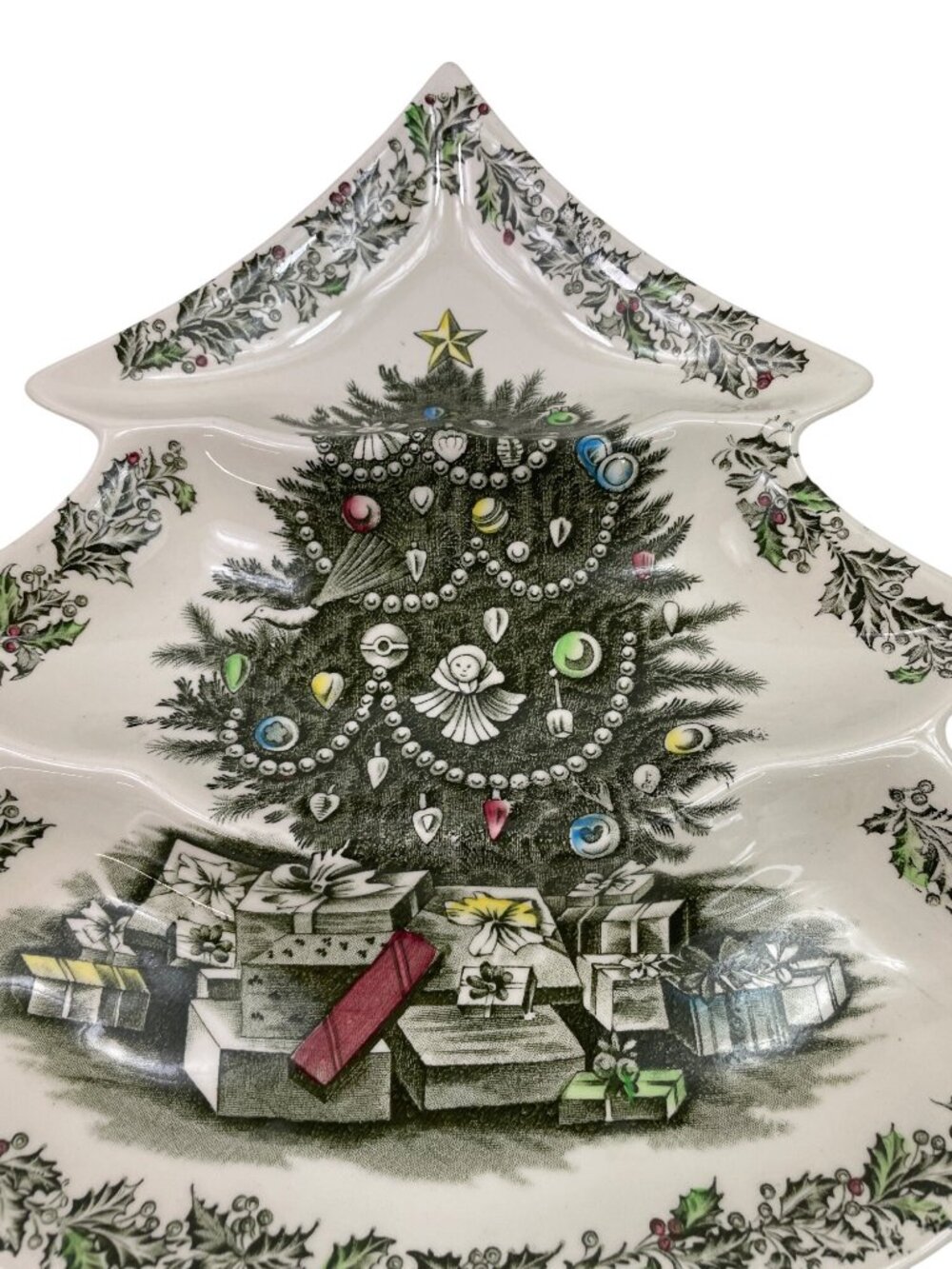 Johnson Bros Merry Christmas Tree-Shaped 3-Part Relish Serving Dish Festive - Picture 4 of 12